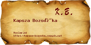 Kapsza Bozsóka névjegykártya